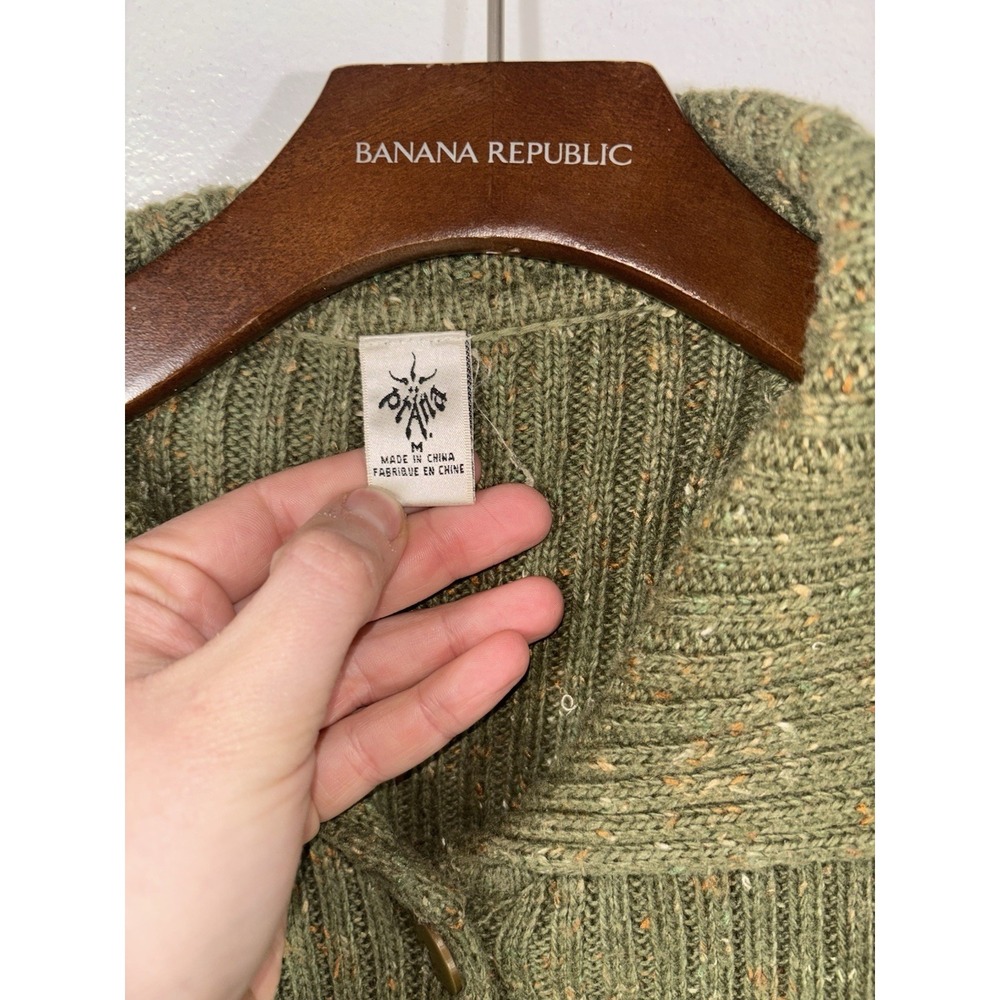Vtg Prana Y2K Goblincore Duster Cardigan Longline Green Thick Knit 70s Boho Sz M - Picture 3 of 5